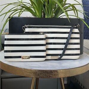 Kate Spade Striped Black and White Clutch Set